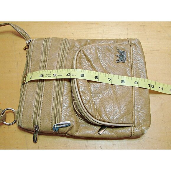 Purse King Mini Duchess Crossbody Bag Purse Organizer Soft Leather Tan Beige - Picture 11 of 12